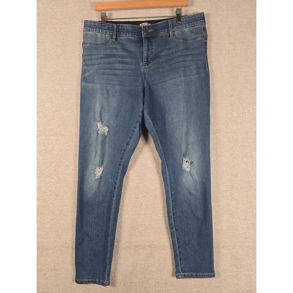 Juicy Couture Womens Size 16 Distressed Skinny Jeans Medium Wash Blue Denim